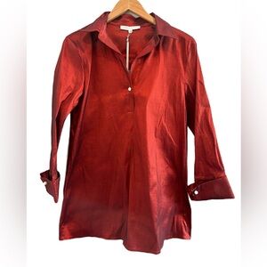 Preston & York Crimson Woven Taffeta Mini Dress/Tunic Size Medium